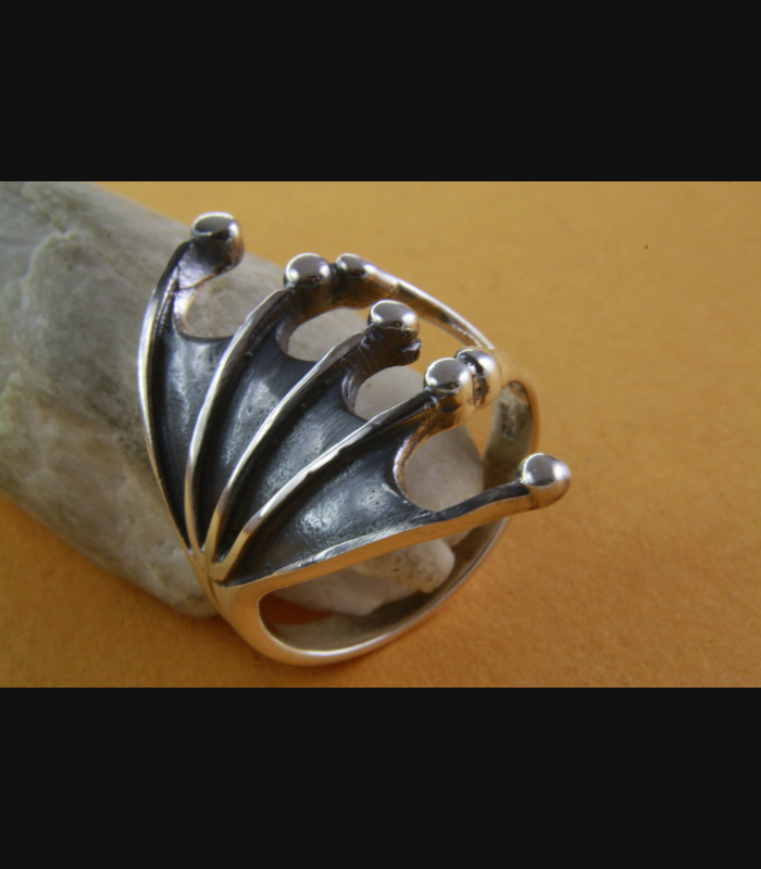 Design Ring Gothic Fledermaus Flügel  925 Silberring Silber 053