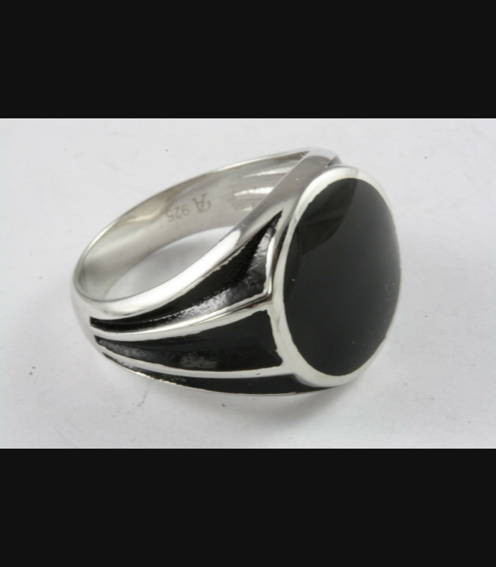 Silberring Männerring Siegelring Ring Sterlingsilber 925 Handarbeit schwarz Onyx 