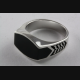 MASSIVER HERRENRING SCHWARZER STEIN SIEGELRING SILBERRING 925 SILBER / 441