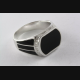 MASSIVER HERRENRING SCHWARZER STEIN SIEGELRING SILBERRING 925 SILBER / 276