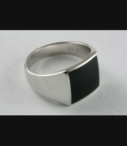 HERRENRING SCHWARZER STEIN SIEGELRING SILBERRING 925 SILBER / 221