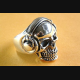 BIKER TOTENKOPFRING SKULL HERRENRING HEADPHONES SILBERRING 925 SILBER 002