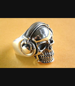 BIKER TOTENKOPFRING SKULL HERRENRING HEADPHONES SILBERRING 925 SILBER 002