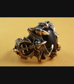 TOTENKOPF LILIEN KREUZ KRALLEN BIKER RING 925 SILBER SILBERRING / 103
