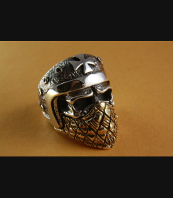 TOTENKOPF BIKER CHOPPER KREUZ RING SILBERRING 925 ECHT SILBER / 165