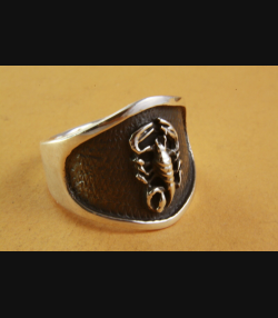 MASSIVER BANDRING BIKER SCORPION RING 925 SILBER SILBERRING / 098