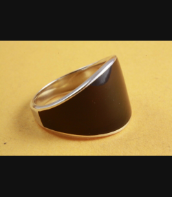 MASSIVER HERRENRING SCHWARZER STEIN SIEGELRING SILBERRING 925 SILBER / 122