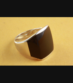 HERRENRING SCHWARZER STEIN SIEGELRING SILBERRING 925 SILBER / 311