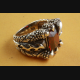 TOTENKOPF LILIEN KREUZ KRALLEN RING ROTEN STEIN 925 SILBER SILBERRING / 449