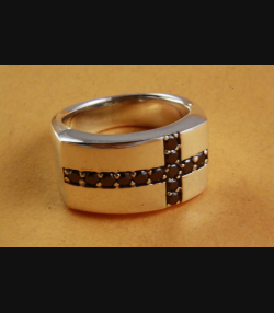 TEMPLAR KREUZ RING ZIRKONIA BLACK STINEN SILBERRING 925 ECHT SILBER / 452