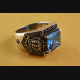 ROYAL KRONEN RING MIT BLUE STONE SILBERRING 925 ECHT SILBER / 454
