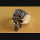 TOTENKOPFRING SKULL BIKER STRASS RING ECHT SILBER 925 SILBERRING / 080