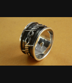 BANDRING  BIKER STACHELDRAHT SIEGELRING 925 SILBER SILBERRING / 042