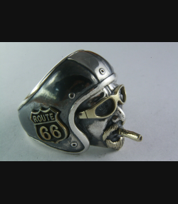 BIKER CHOPPER TOTENKOPFRING ROUTE 66 SILBERRING 925er SILBER 254