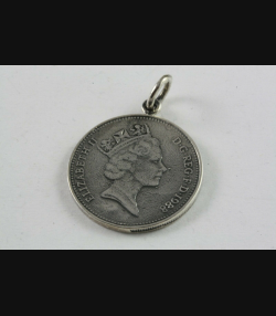 Queen Elizabeth II Five Pence Silber Münze Anhänger 925 SILBER / 097